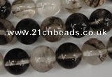 CRO370 15.5 inches 12mm round watermelon black beads wholesale