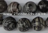 CRO451 15.5 inches 16mm round black water jasper beads wholesale