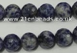 CRO774 15.5 inches 12mm faceted round blue spot stone beads wholesale