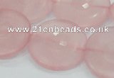 CRQ111 15.5 inches 30mm faceted coin natural rose quartz beads