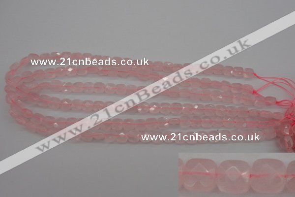 CRQ365 15.5 inches 8*8mm faceted square rose quartz beads