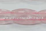 CRQ40 15.5 inches 10*30mm faceted rice natural rose quartz beads