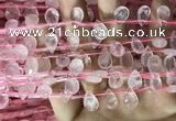 CRQ559 Top drilled 8*12mm faceted briolette rose quartz beads