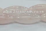 CRQ59 15.5 inches 12*30mm rice natural rose quartz beads wholesale