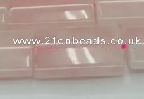 CRQ655 15.5 inches 22*30mm flat tube rose quartz beads