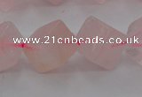 CRQ694 15.5 inches 10*10mm cube rose quartz beads wholesale