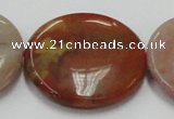 CRS15 15.5 inches 35mm flat round rainbow stone beads wholesale