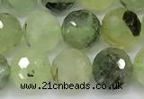 CRU1077 15 inches 10mm faceted round green rutilated quartz beads