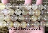 CRU1106 15 inches 14mm round golden rutilated quartz beads