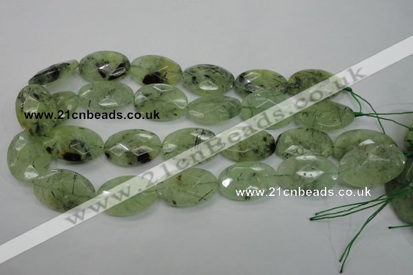 CRU140 15.5 inches 20*30mm faceted oval green rutilated quartz beads