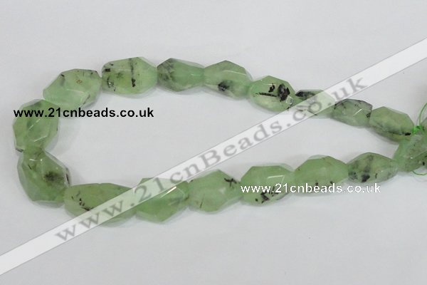 CRU218 15*20mm – 18*25 faceted nuggets green rutilated quartz beads