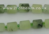 CRU231 15.5 inches 9*11mm tube matte green rutilated quartz beads