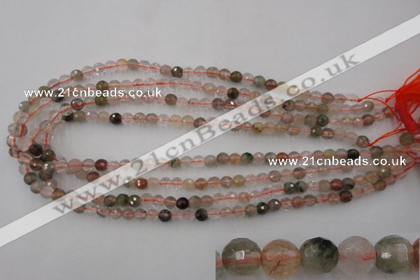 CRU401 15.5 inches 6mm faceted round Multicolor rutilated quartz beads
