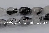 CRU69 15.5 inches 10*14mm teardrop black rutilated quartz beads