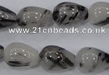 CRU70 15.5 inches 13*18mm teardrop black rutilated quartz beads