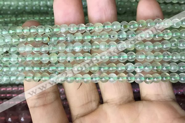 CRU810 15.5 inches 4mm round green rutilated quartz beads