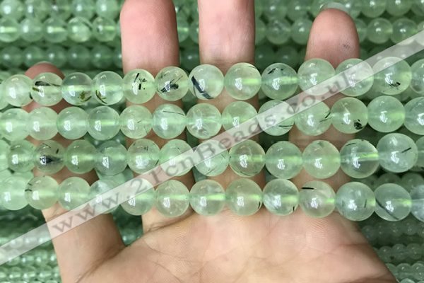 CRU812 15.5 inches 8mm round green rutilated quartz beads