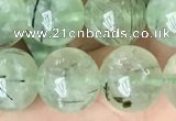 CRU814 15.5 inches 12mm round green rutilated quartz beads