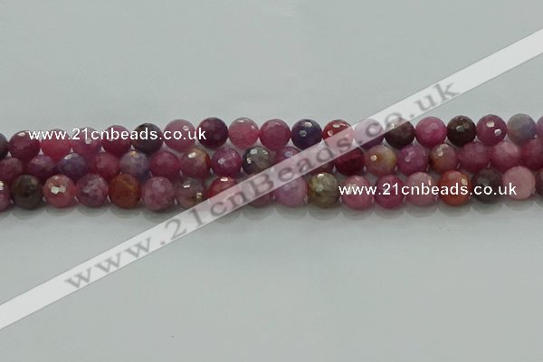 CRZ1123 15.5 inches 7mm faceted round natural ruby gemstone beads