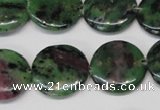 CRZ28 15.5 inches 20mm flat round ruby zoisite gemstone beads