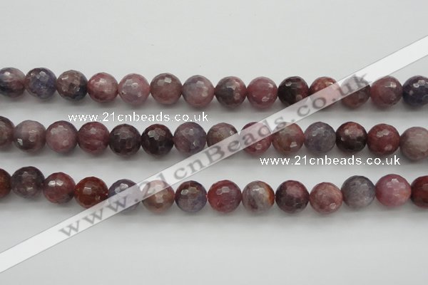 CRZ854 15.5 inches 10mm faceted round natural ruby gemstone beads
