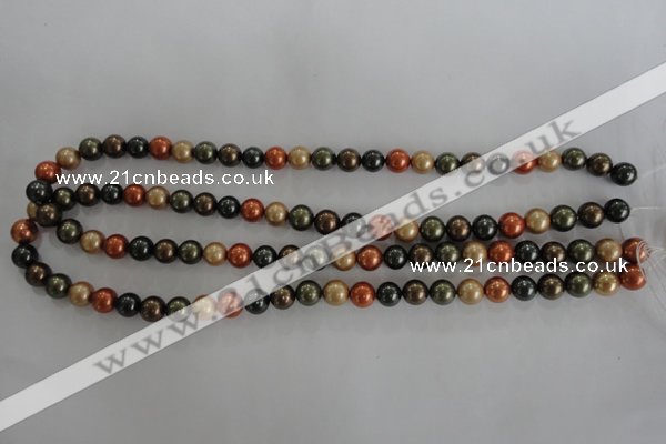 CSB1046 15.5 inches 8mm round mixed color shell pearl beads