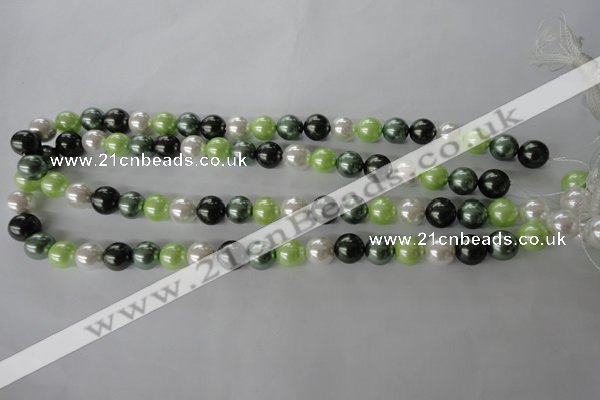 CSB1060 15.5 inches 10mm round mixed color shell pearl beads