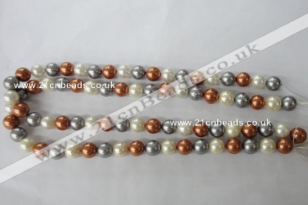 CSB1073 15.5 inches 10mm round mixed color shell pearl beads