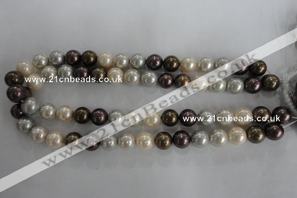 CSB1088 15.5 inches 12mm round mixed color shell pearl beads