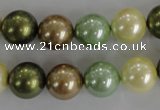 CSB1107 15.5 inches 12mm round mixed color shell pearl beads
