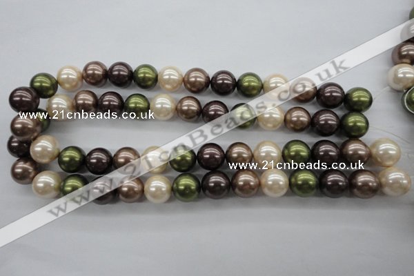 CSB1129 15.5 inches 14mm round mixed color shell pearl beads