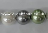 CSB1153 15.5 inches 16mm round mixed color shell pearl beads