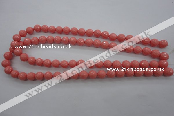 CSB1178 15.5 inches 10mm faceted round shell pearl beads