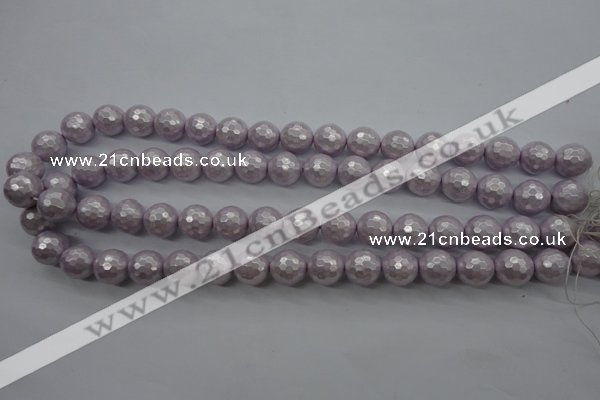 CSB1183 15.5 inches 12mm faceted round shell pearl beads