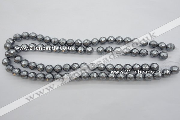CSB1201 15.5 inches 10mm faceted round shell pearl beads