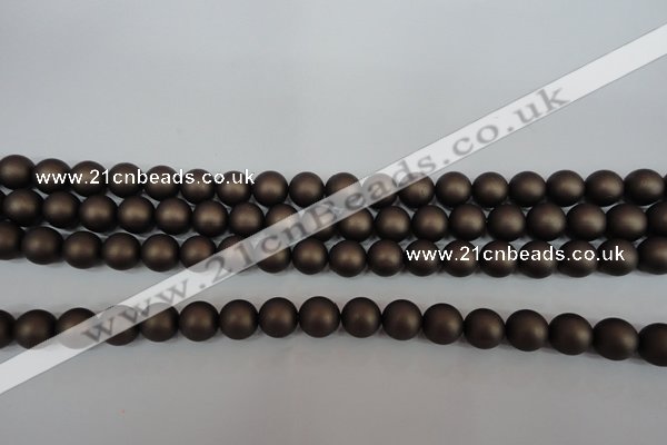 CSB1330 15.5 inches 4mm matte round shell pearl beads wholesale