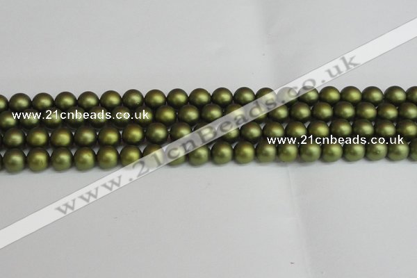 CSB1398 15.5 inches 10mm matte round shell pearl beads wholesale