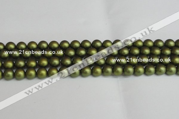 CSB1399 15.5 inches 12mm matte round shell pearl beads wholesale