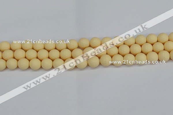 CSB1802 15.5 inches 8mm faceetd round matte shell pearl beads