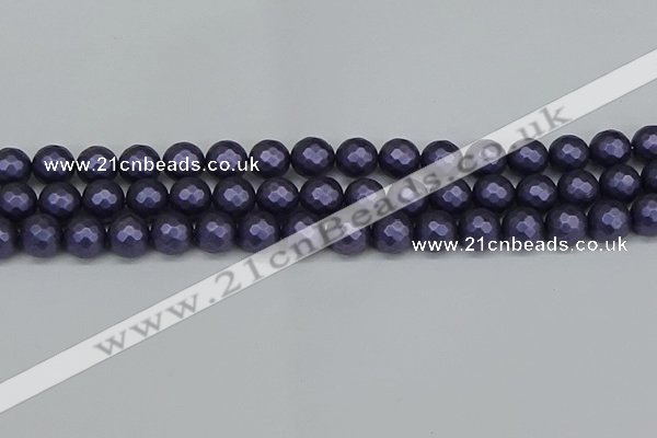 CSB1893 15.5 inches 10mm faceted round matte shell pearl beads