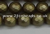 CSB1913 15.5 inches 10mm faceted round matte shell pearl beads