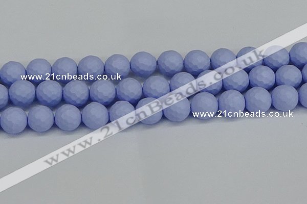 CSB1965 15.5 inches 14mm faceted round matte shell pearl beads