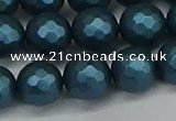 CSB1983 15.5 inches 10mm faceted round matte shell pearl beads