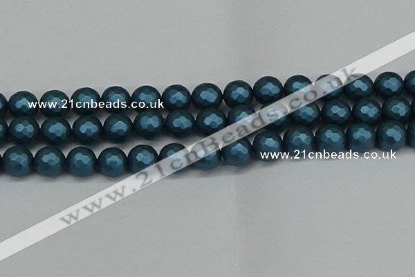 CSB1984 15.5 inches 12mm faceted round matte shell pearl beads