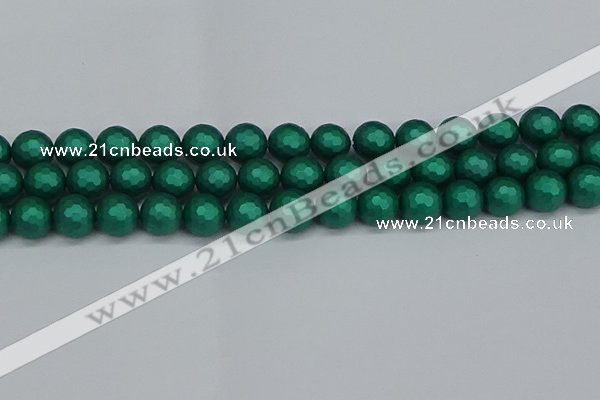 CSB2003 15.5 inches 10mm faceted round matte shell pearl beads