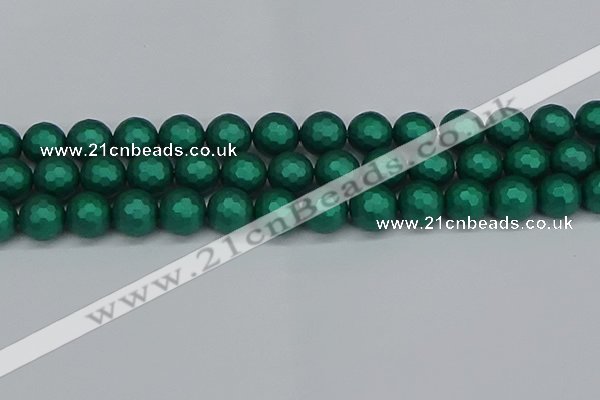 CSB2004 15.5 inches 12mm faceted round matte shell pearl beads