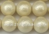 CSB2213 15.5 inches 10mm round wrinkled shell pearl beads wholesale