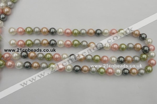 CSB331 15.5 inches 10mm round mixed color shell pearl beads