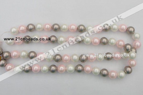 CSB356 15.5 inches 12mm round mixed color shell pearl beads