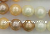 CSB371 15.5 inches 14mm round mixed color shell pearl beads